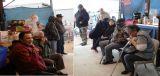 Military Veterans wait in cold for groceries